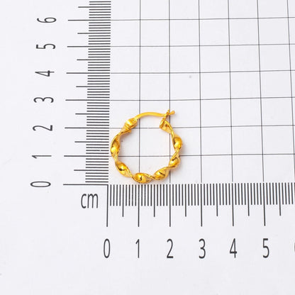 22K Yellow Gold Macaroni Twisted Hoop Earrings
