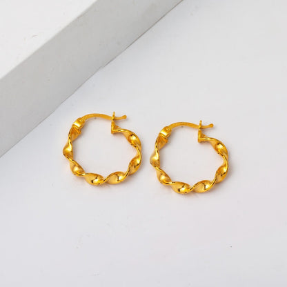 22K Yellow Gold Macaroni Twisted Hoop Earrings