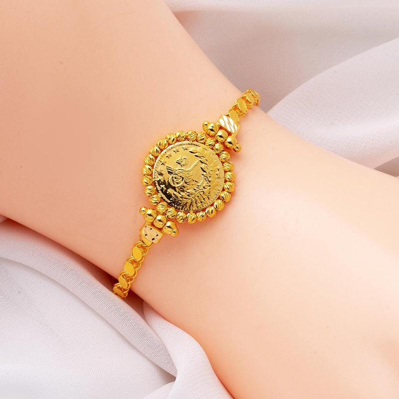 22K Yellow Gold Maras Chain Quarter Coin Ottoman Resat Coin Bracelet