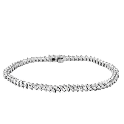 14K White Gold Marquise Tennis Cubic Zirconia Bracelet