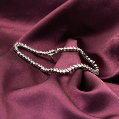 14K White Gold Marquise Tennis Cubic Zirconia Bracelet