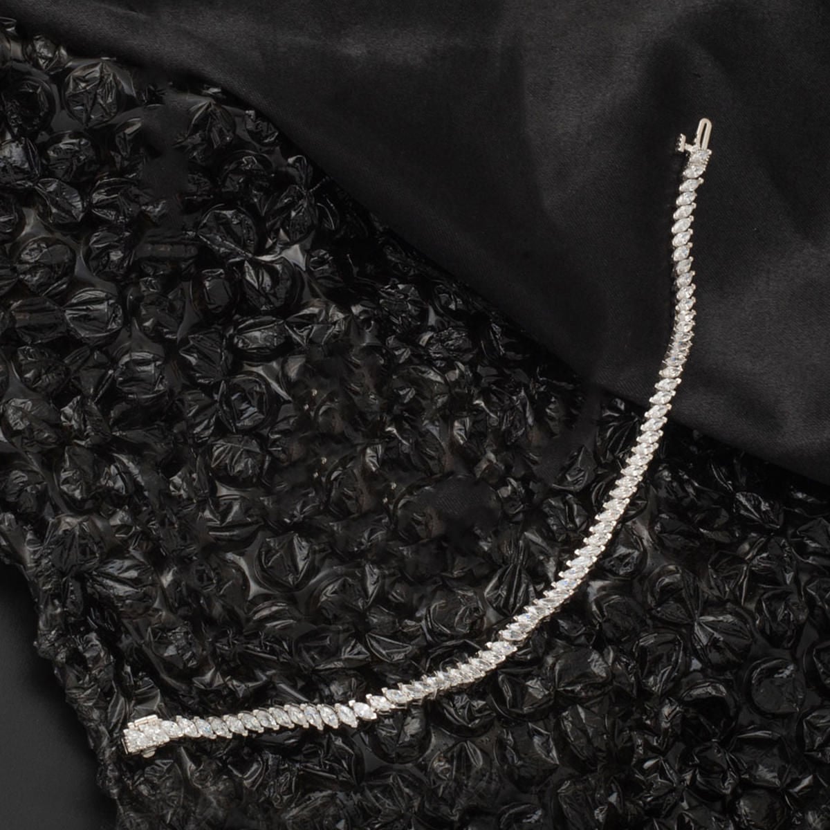 14K White Gold Marquise Tennis Cubic Zirconia Bracelet
