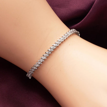 14K White Gold Marquise Tennis Cubic Zirconia Bracelet