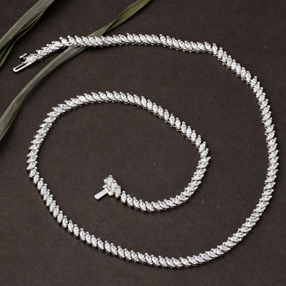 14K White Gold Marquise Tennis Cubic Zirconia Necklace
