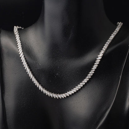14K White Gold Marquise Tennis Cubic Zirconia Necklace