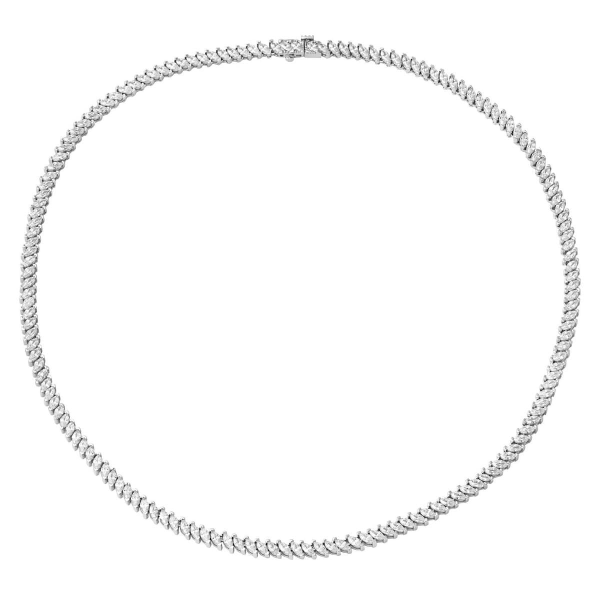 14K White Gold Marquise Tennis Cubic Zirconia Necklace