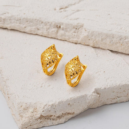 22K Yellow Gold Marquise Flower of Life Earrings (3.1 g)