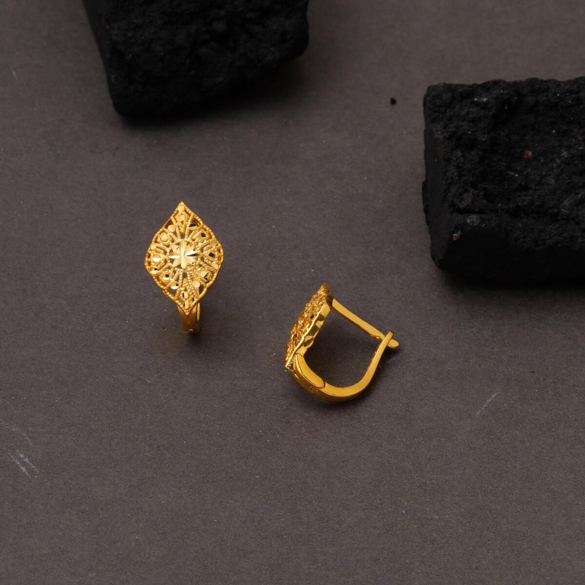 22K Yellow Gold Marquise Flower of Life Earrings (3.1 g)