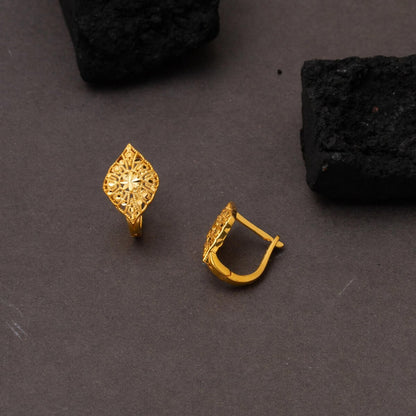22K Yellow Gold Marquise Flower of Life Earrings (3.1 g)