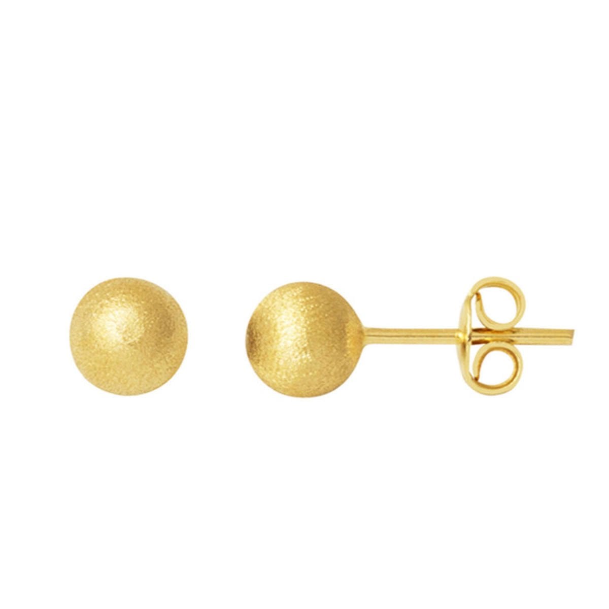 14K Yellow Gold Matte Ball Earrings 6 mm