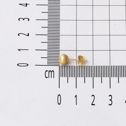 14K Yellow Gold Matte Ball Earrings 6 mm