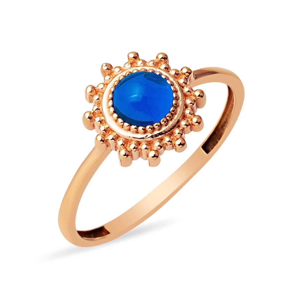 14K Rose Gold Blue Sea Cubic Zirconia Ring