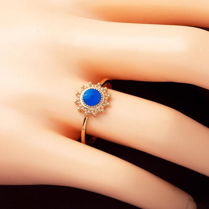 14K Rose Gold Blue Sea Cubic Zirconia Ring