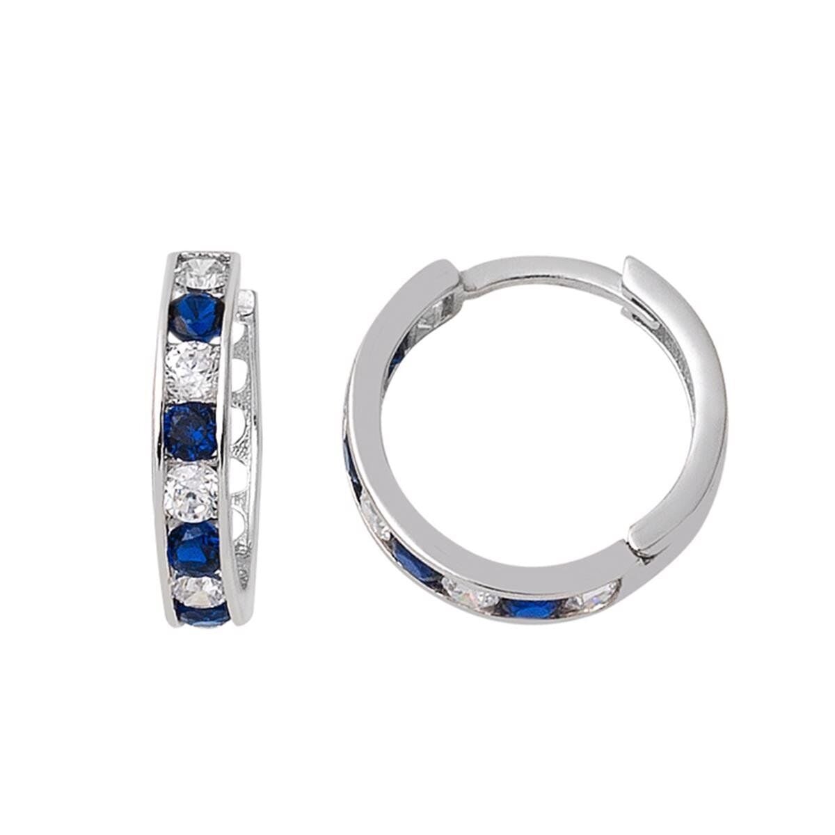 14K White Gold Blue Cubic Zirconia Teen Earrings