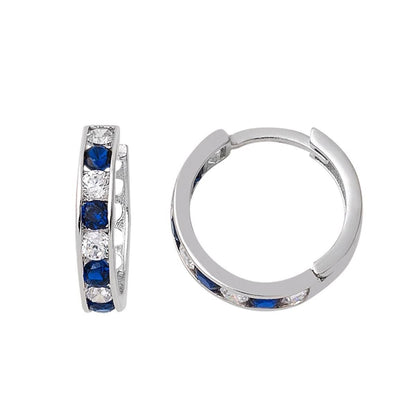 14K White Gold Blue Cubic Zirconia Teen Earrings