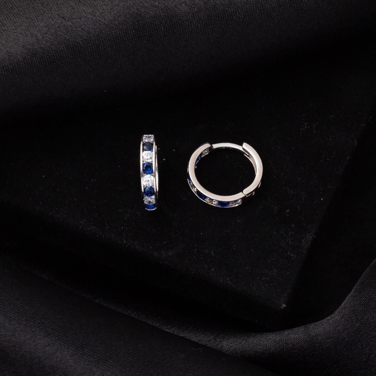 14K White Gold Blue Cubic Zirconia Teen Earrings