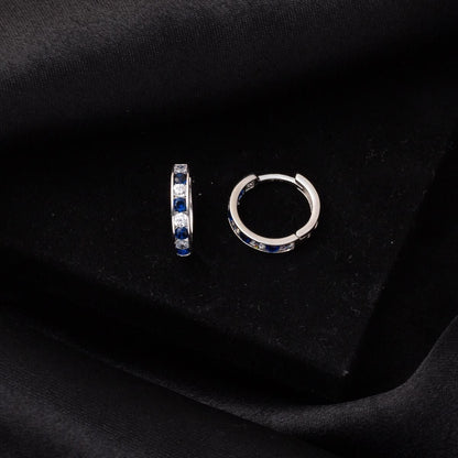 14K White Gold Blue Cubic Zirconia Teen Earrings