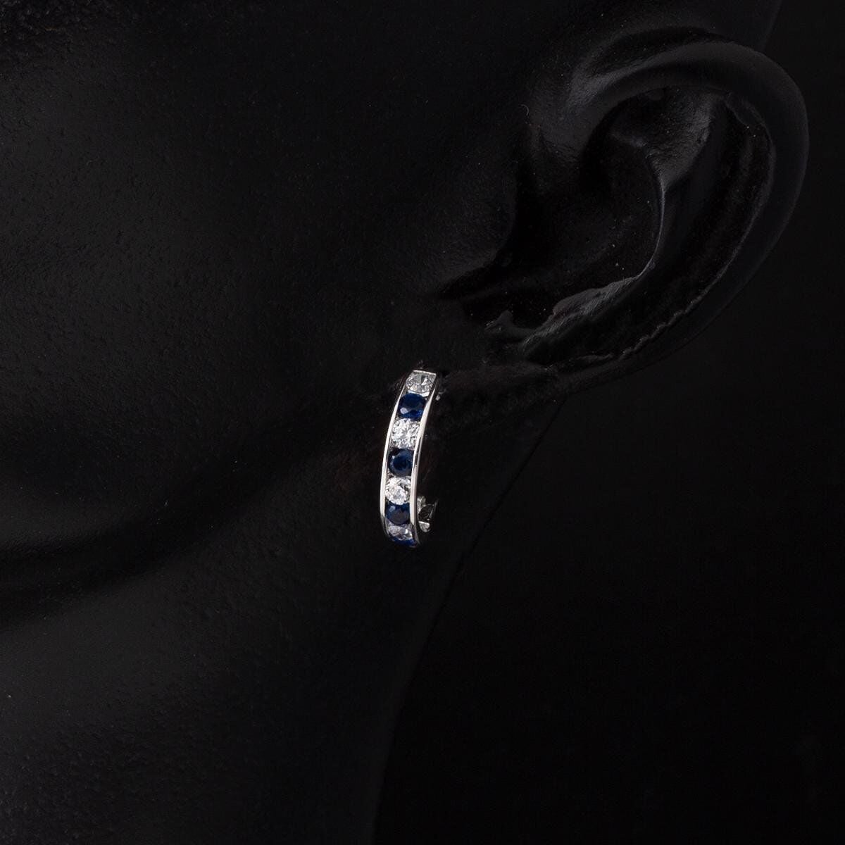 14K White Gold Blue Cubic Zirconia Teen Earrings