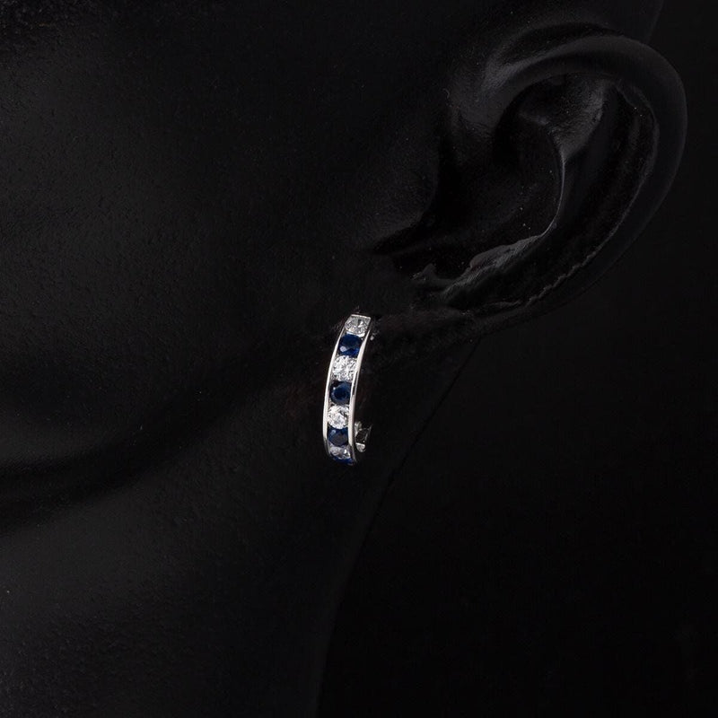 14K White Gold Blue Cubic Zirconia Teen Earrings