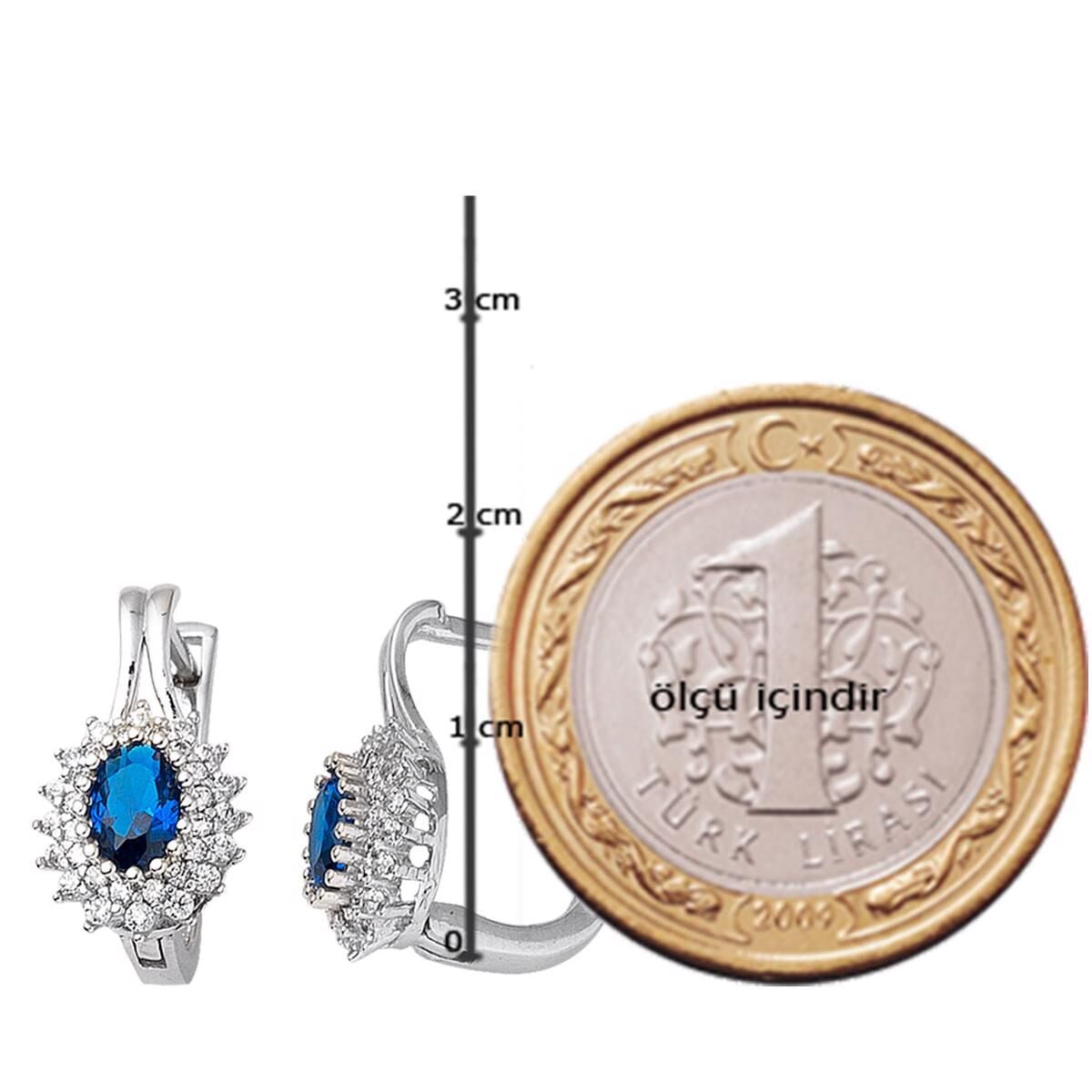 14K White Gold Blue Cubic Zirconia Earrings