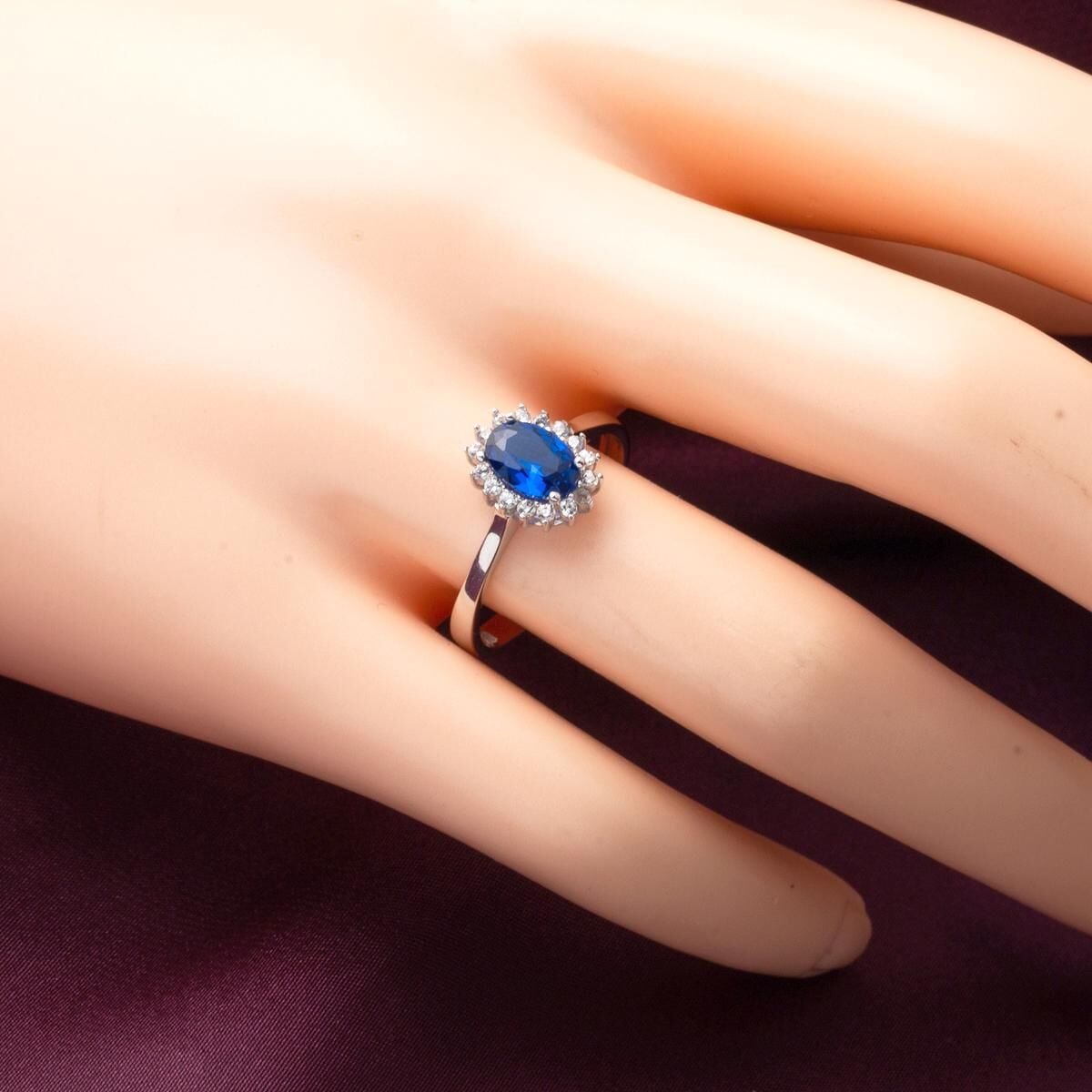 14K White Gold Blue Cubic Zirconia 3-Piece Set