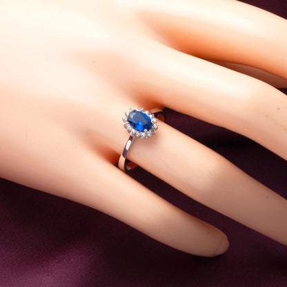 14K White Gold Blue Cubic Zirconia 3-Piece Set