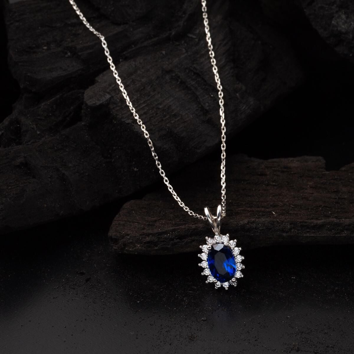 14K White Gold Blue Cubic Zirconia 3-Piece Set