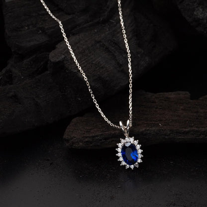 14K White Gold Blue Cubic Zirconia 3-Piece Set