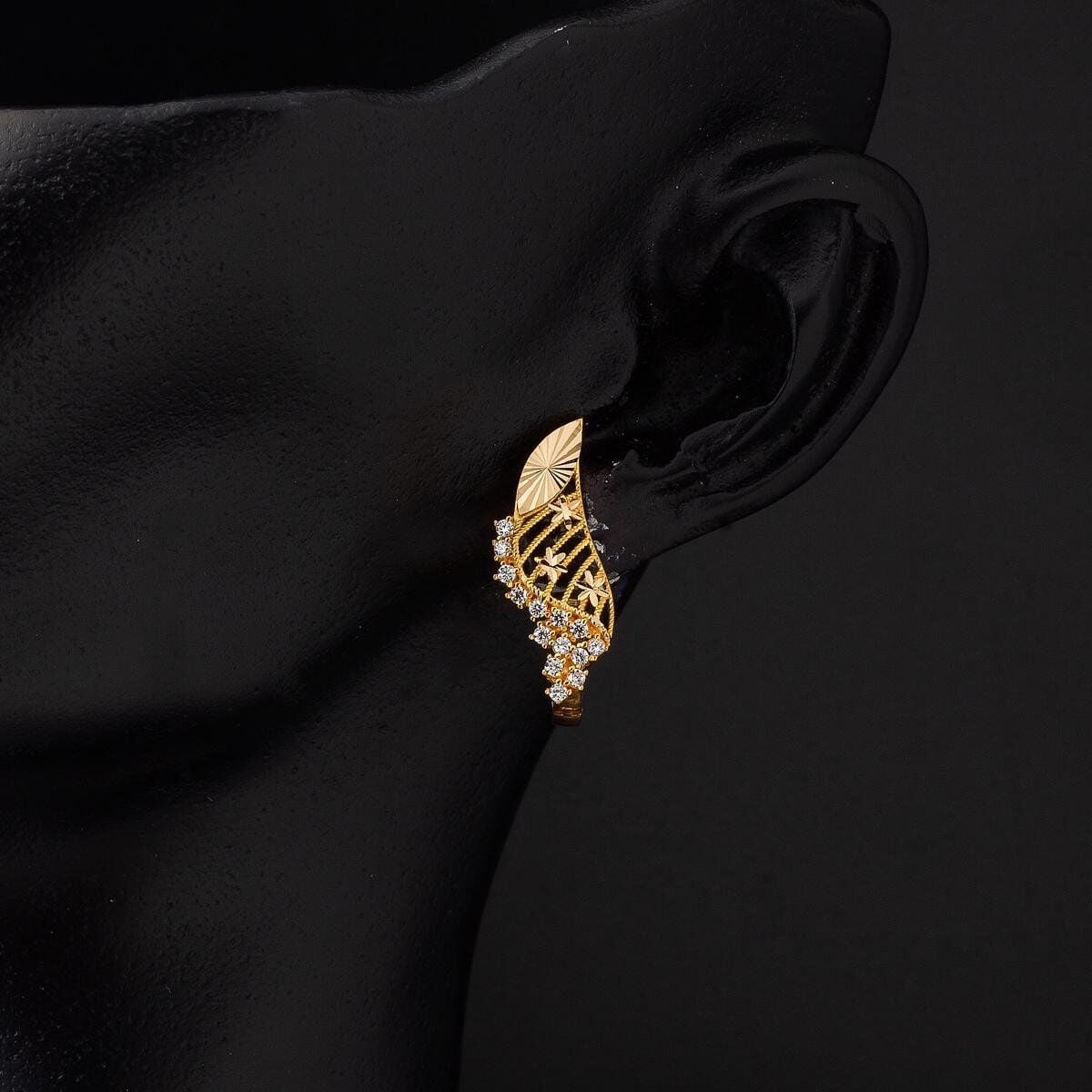22K Yellow Gold Moonlight Cubic Zirconia Earrings