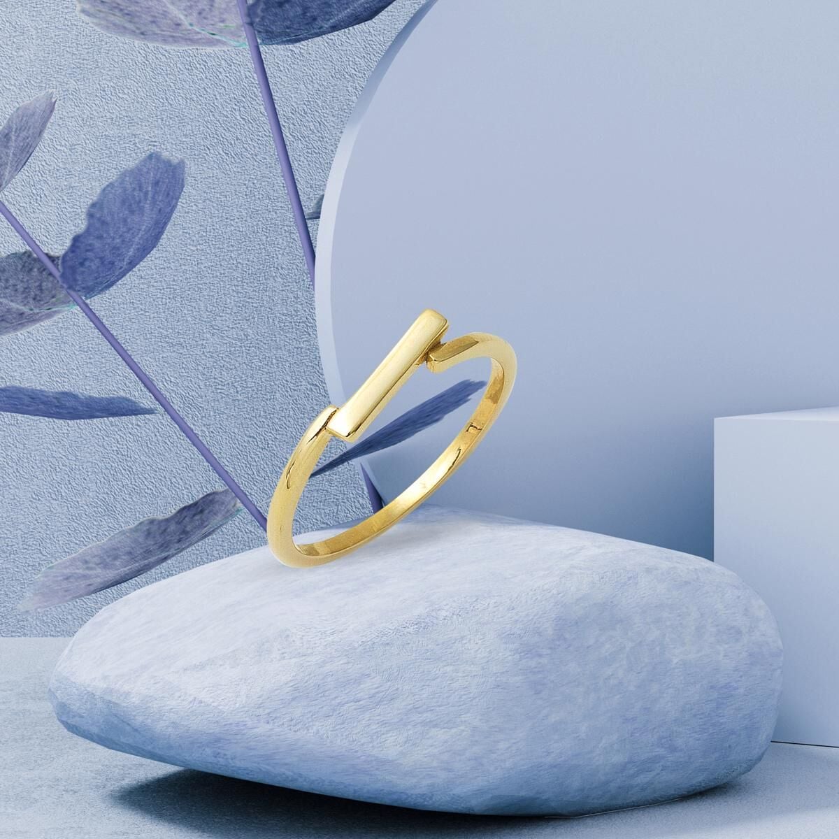 14K Yellow Gold Minimalist Bar Ring