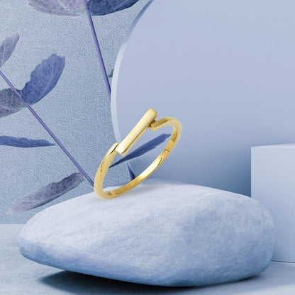 14K Yellow Gold Minimalist Bar Ring