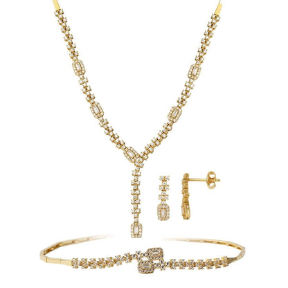 14K Yellow Gold Ladder Baguette Cubic Zirconia Set