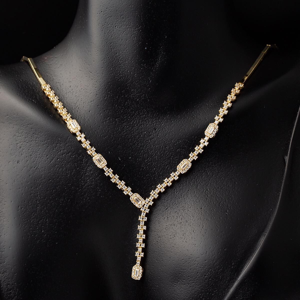 14K Yellow Gold Ladder Baguette Cubic Zirconia Set