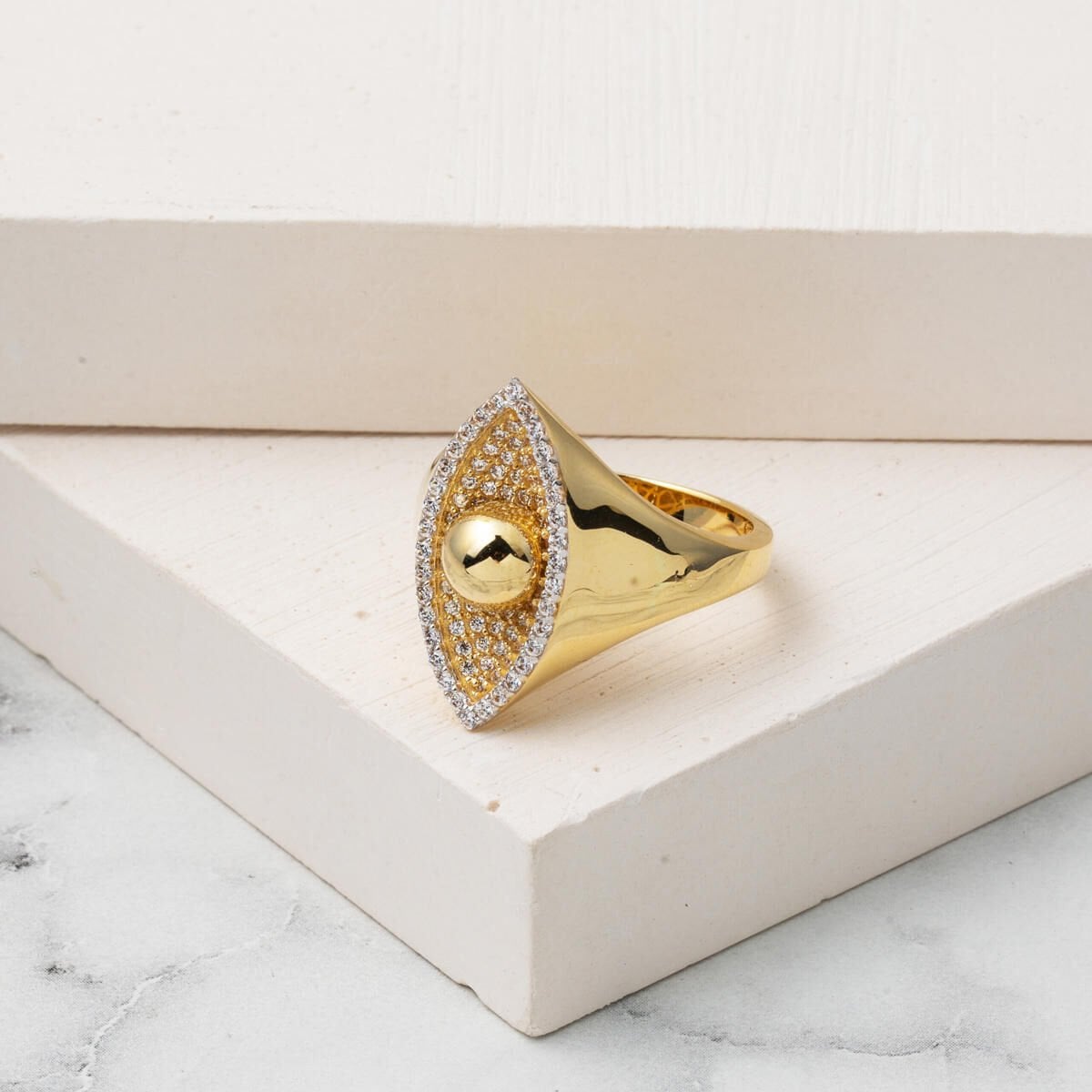 14K Yellow Gold Meridian Cubic Zirconia Women's Ring (4.03 g)