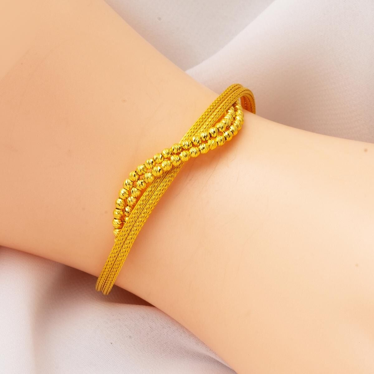 22K Yellow Gold Mesh Braided Bracelet
