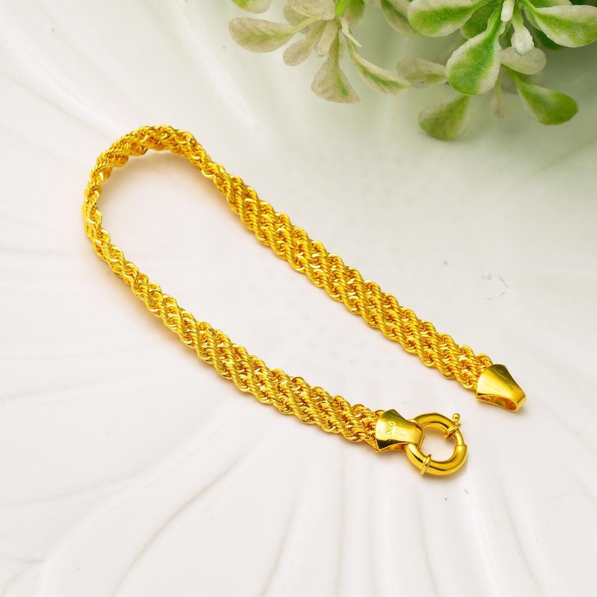 14K Yellow Gold Mesh Braided Bracelet