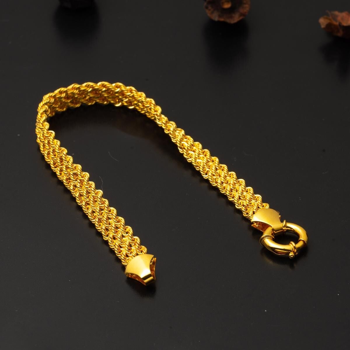 14K Yellow Gold Mesh Braided Bracelet