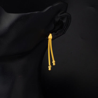 22K Yellow Gold Mesh Braided Drop Earrings