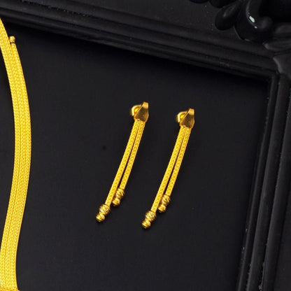 22K Yellow Gold Mesh Braided Drop Earrings