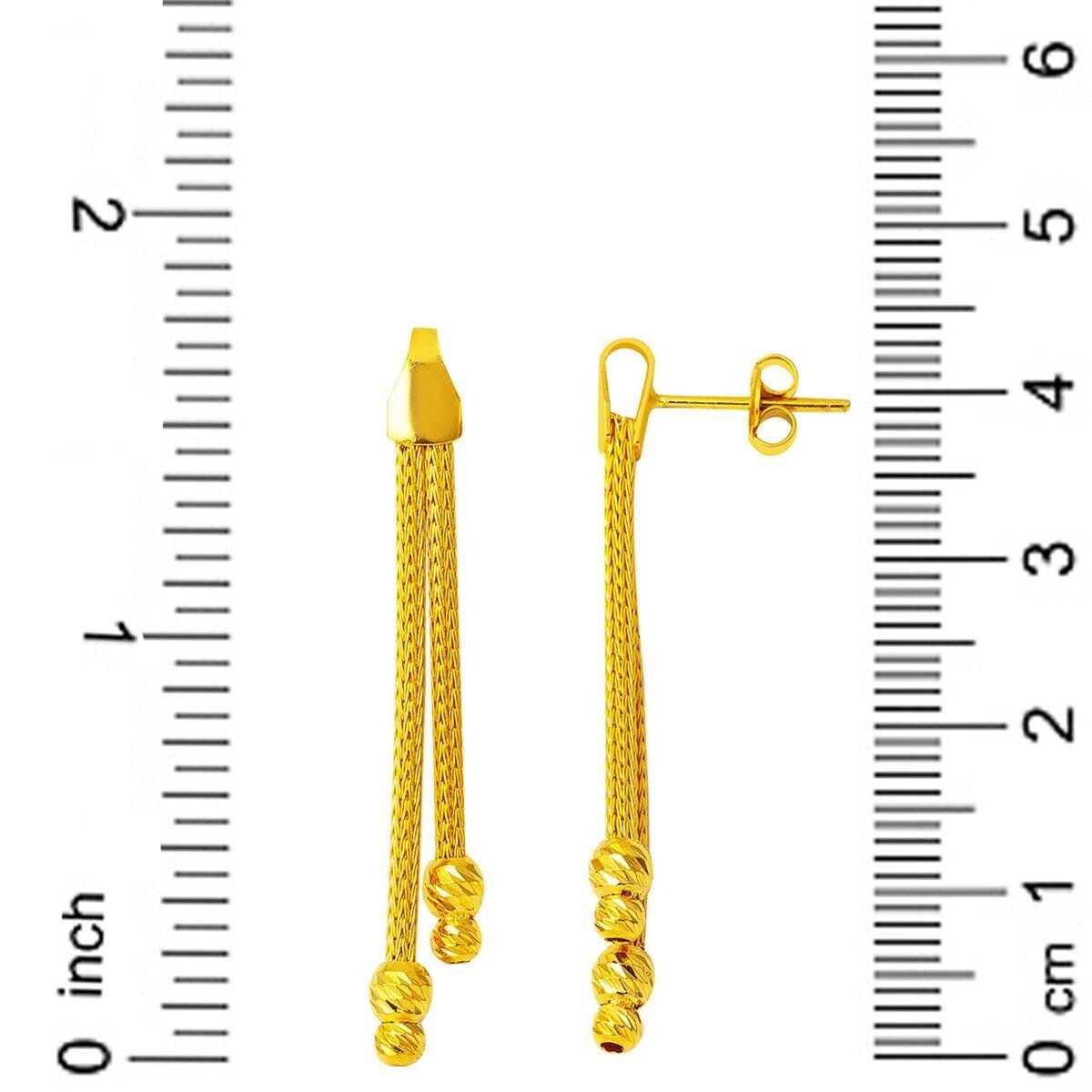 22K Yellow Gold Mesh Braided Drop Earrings