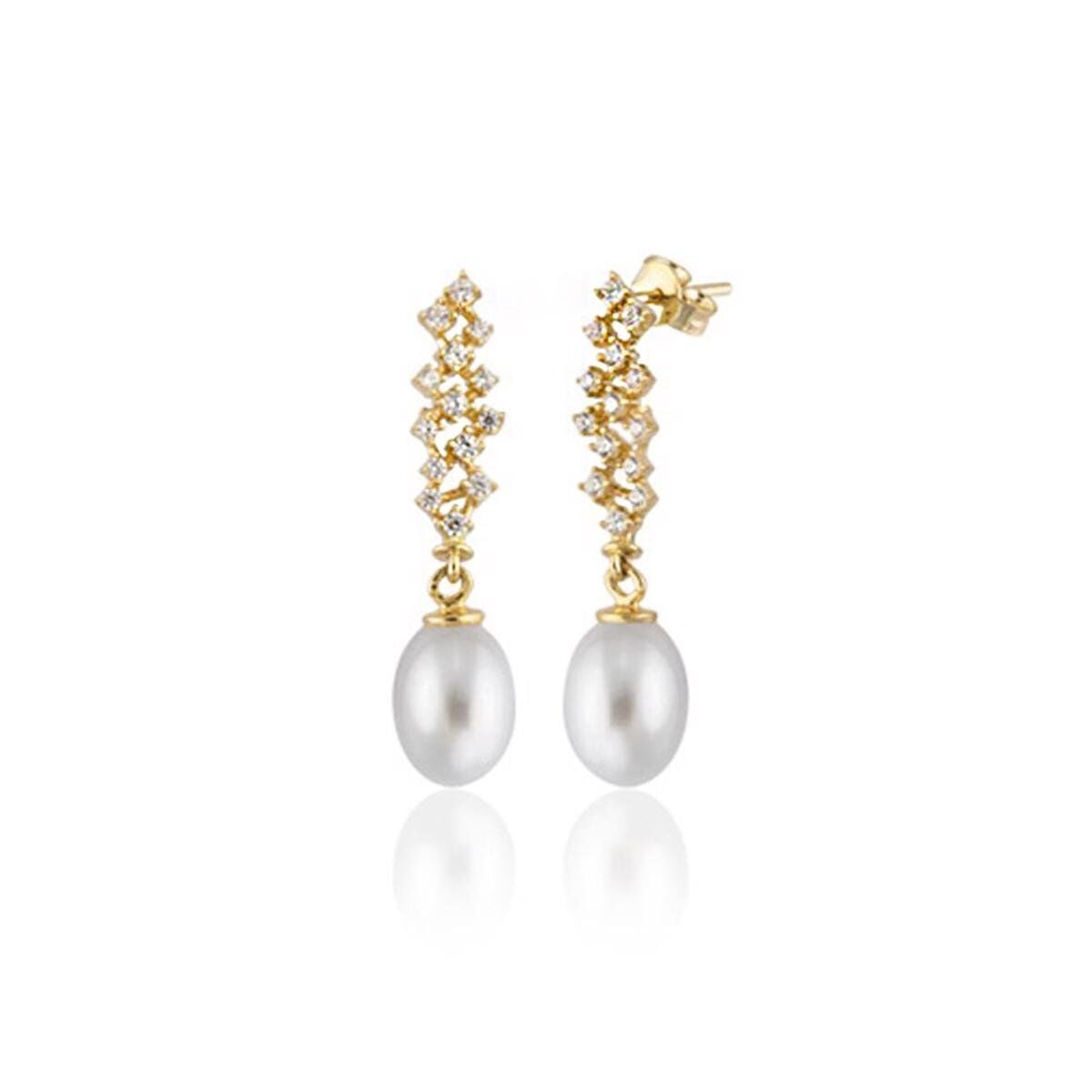 14K Yellow Gold Mia Pearl Earrings