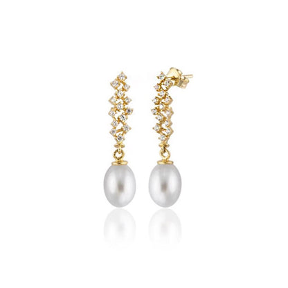 14K Yellow Gold Mia Pearl Earrings