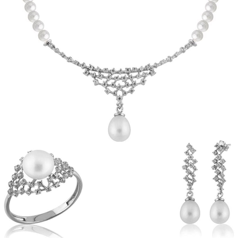 14K White Gold Mia Bridal Pearl Set