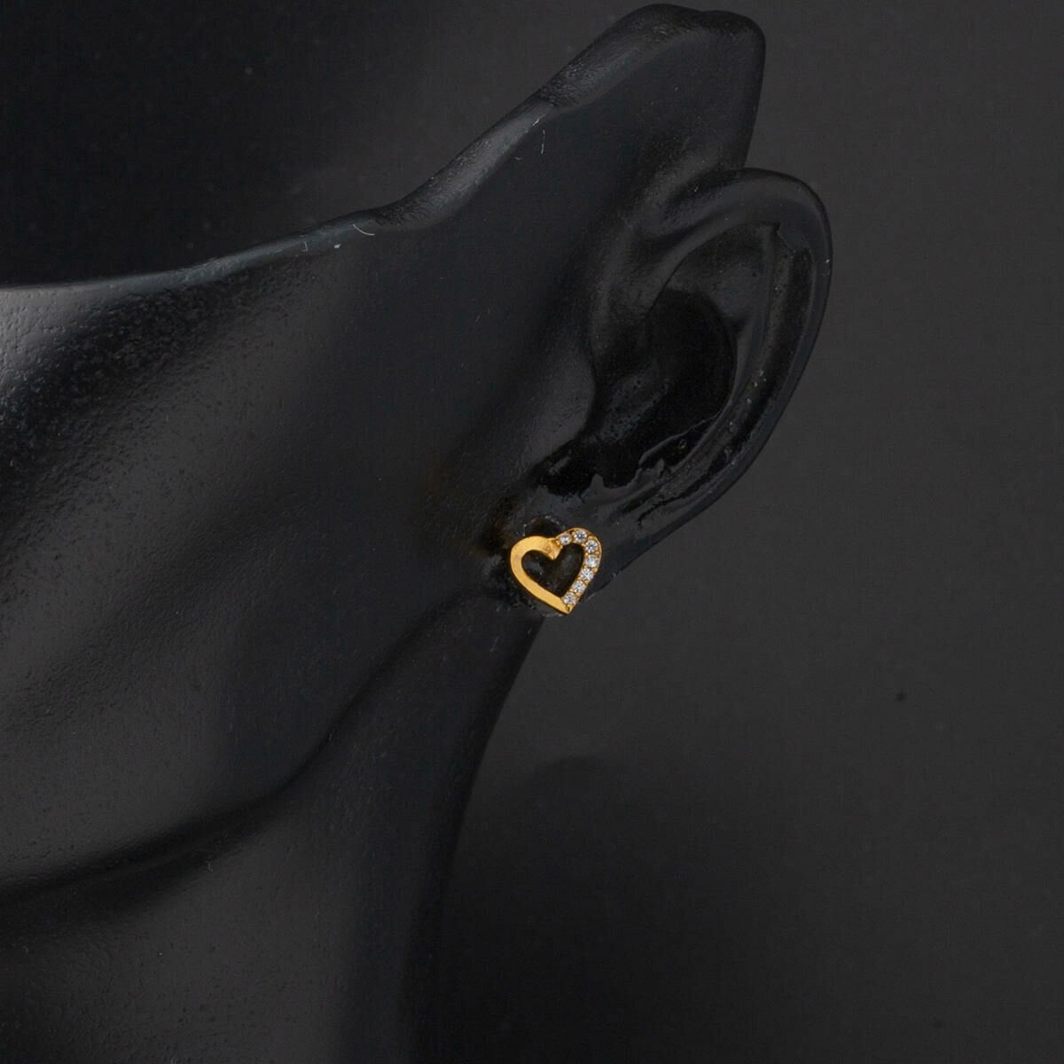 22K Yellow Gold Mini Heart Cubic Zirconia Earrings