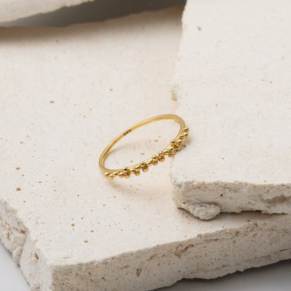 14K Yellow Gold Mini Bead Minimalist Ring