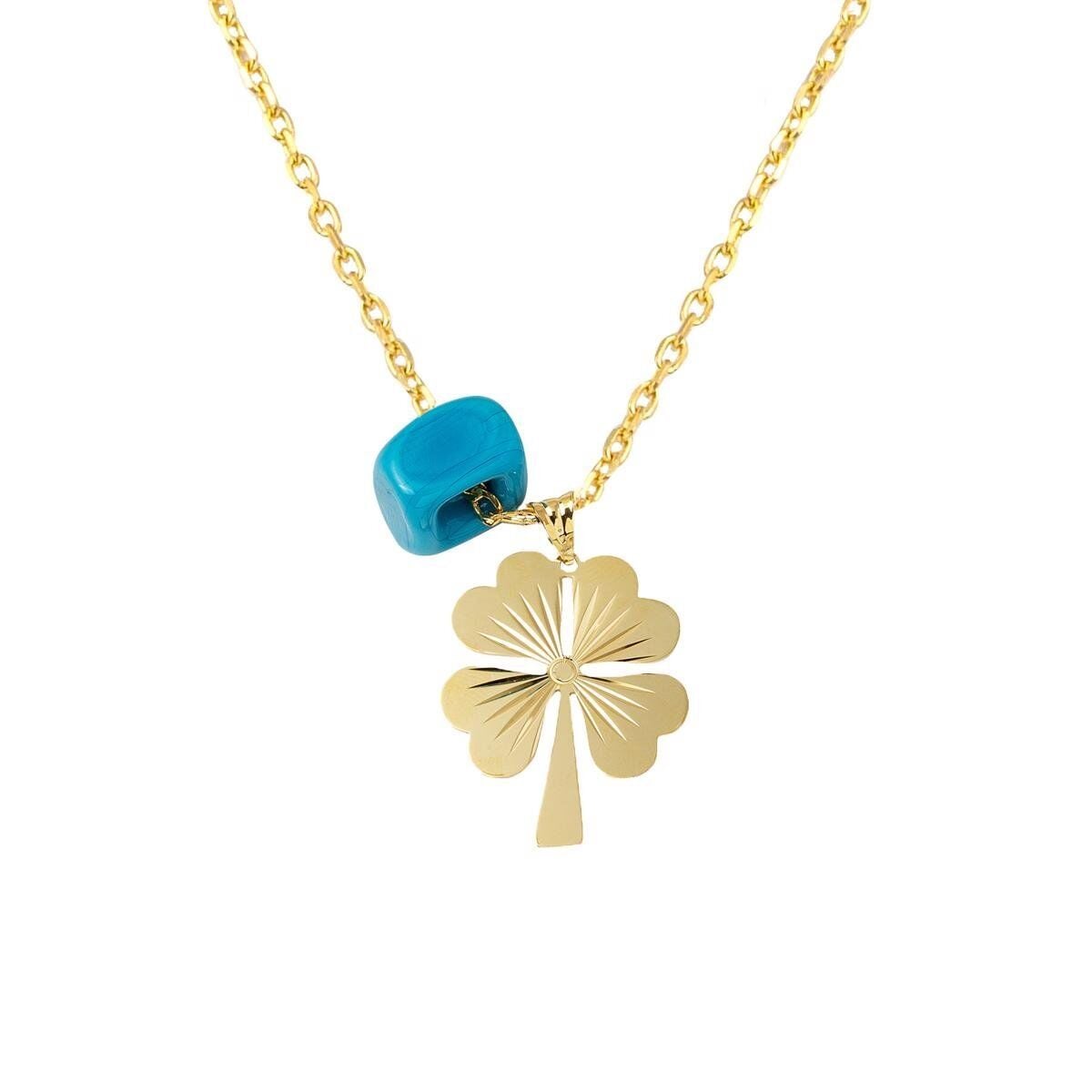 14K Yellow Gold Mini Clover Necklace