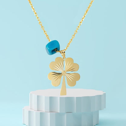 14K Yellow Gold Mini Clover Necklace
