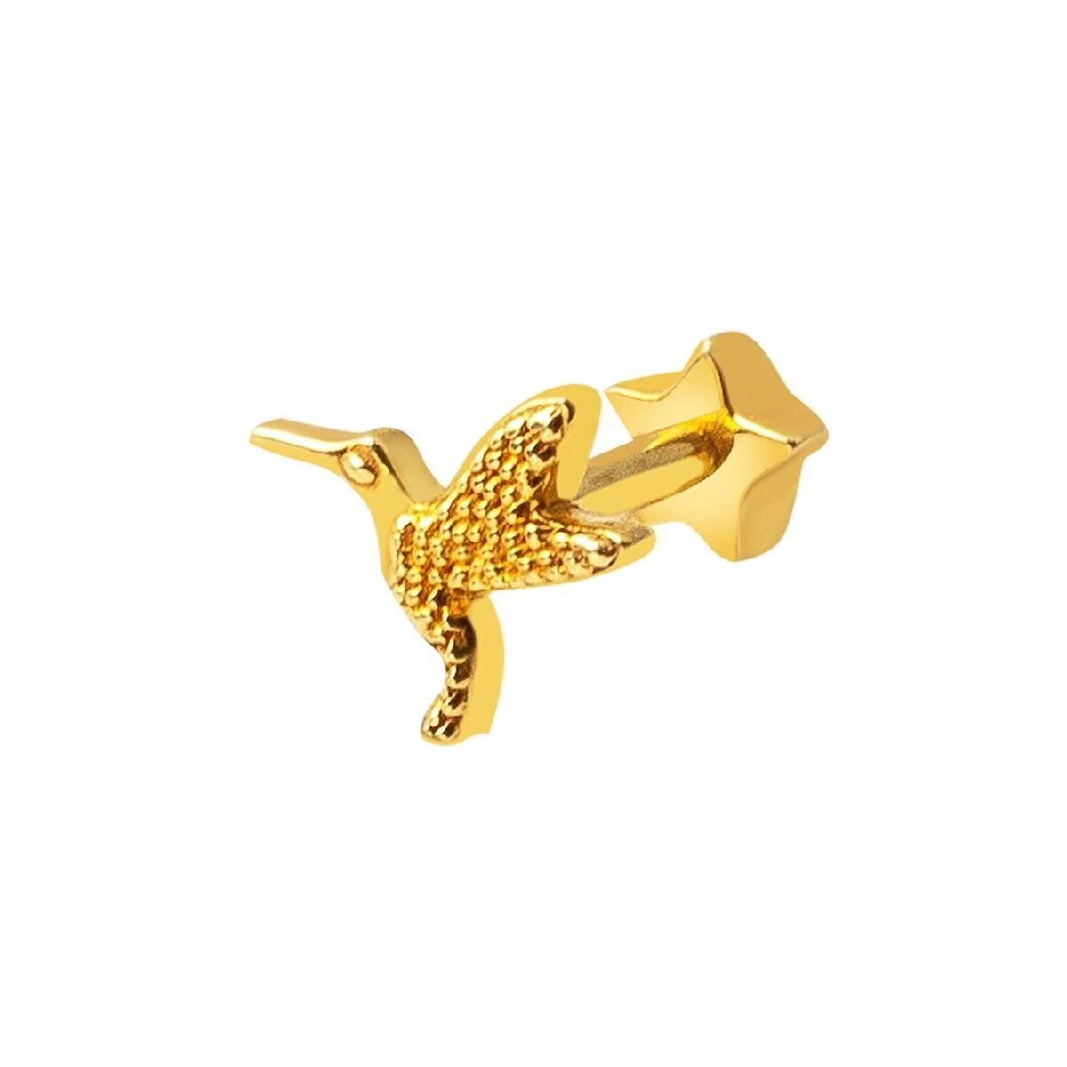 14K Yellow Gold Mini Bird Tragus Earrings