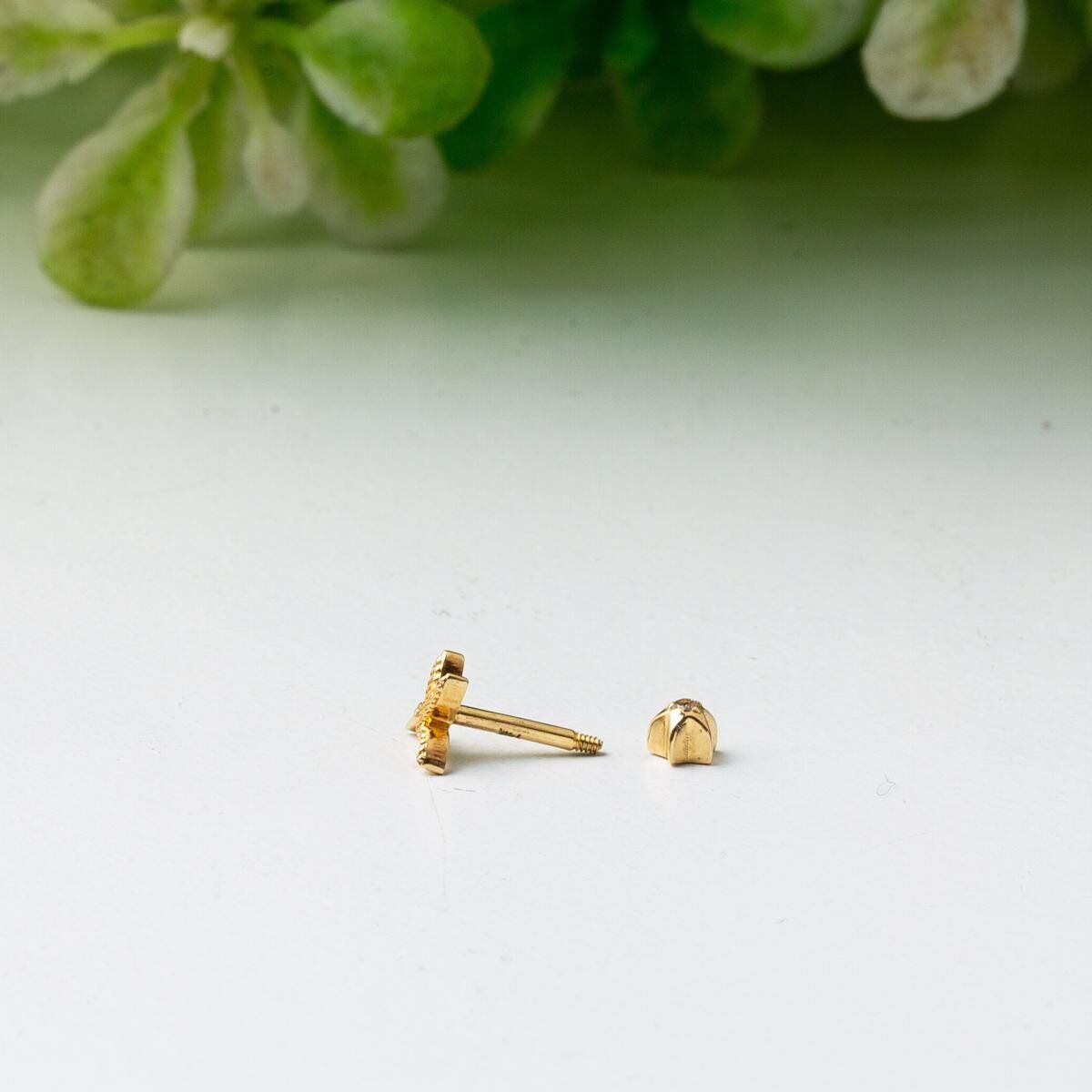 14K Yellow Gold Mini Bird Tragus Earrings