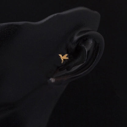 14K Yellow Gold Mini Bird Tragus Earrings
